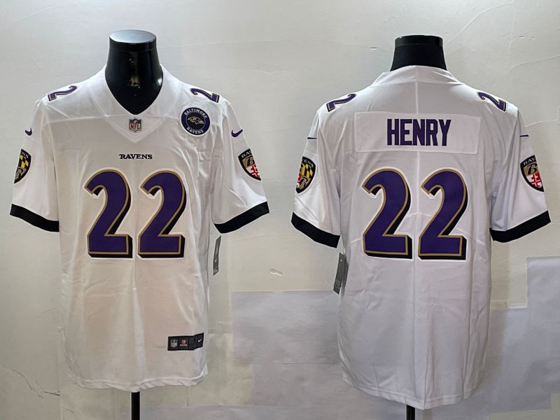 Men Baltimore Ravens 22 Henry White Second generation 2024 Nike Limited NFL Jersey style 2